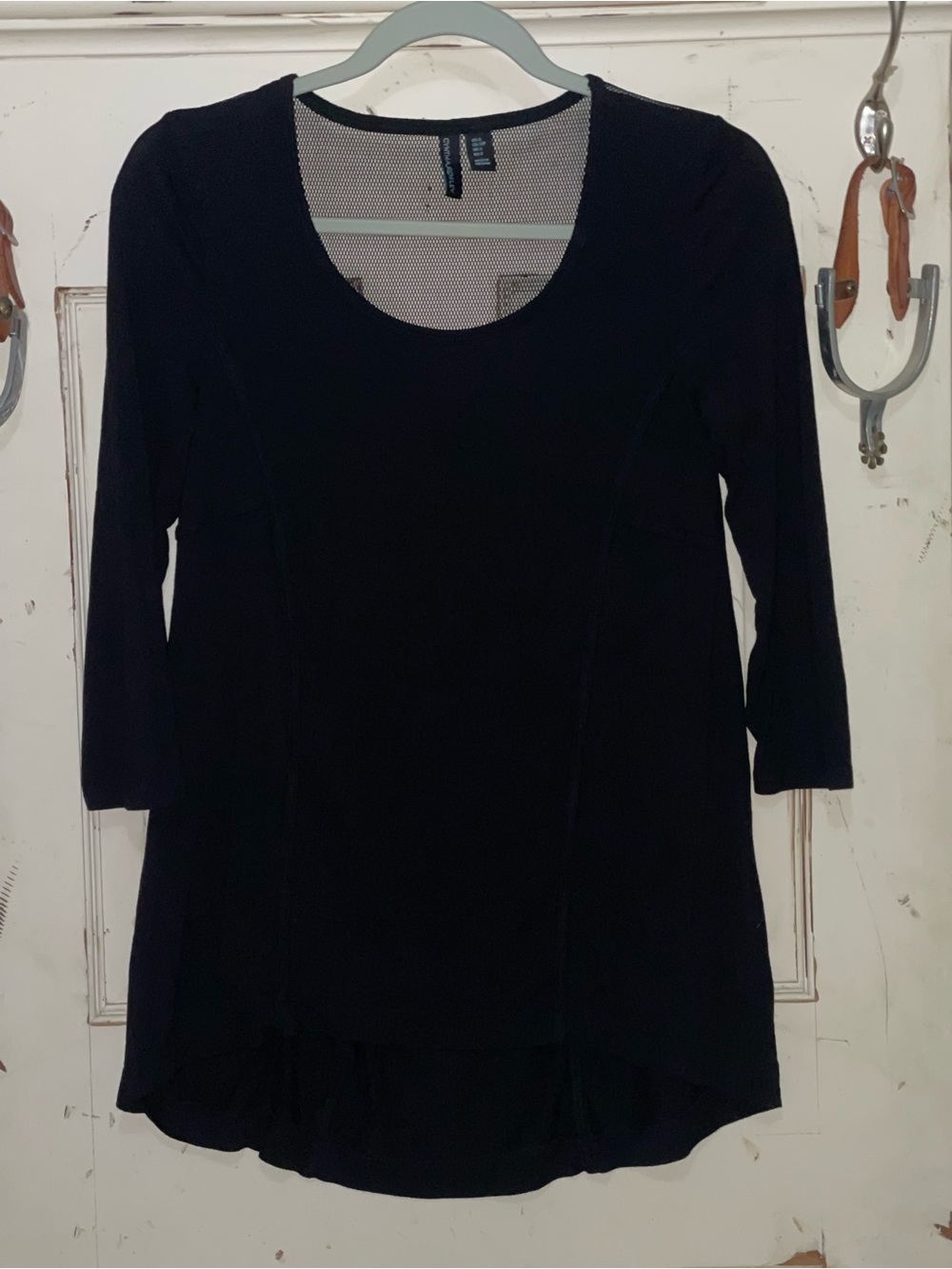 Cynthia Rowley Black Scoop Neck Tunic - 3/4 Sleeve